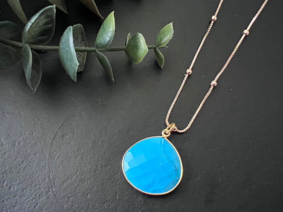 Turquoise pendant , gifts for her, layering necklace, 14k gold
