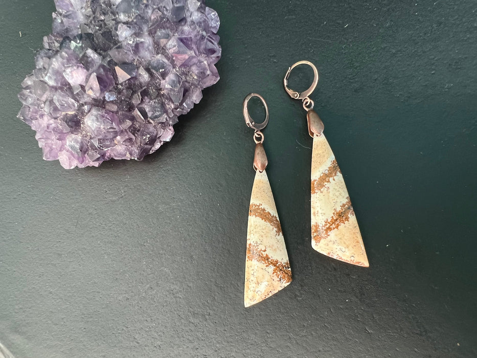 Picasso Jasper earrings, natural stone Earrings, statement earring