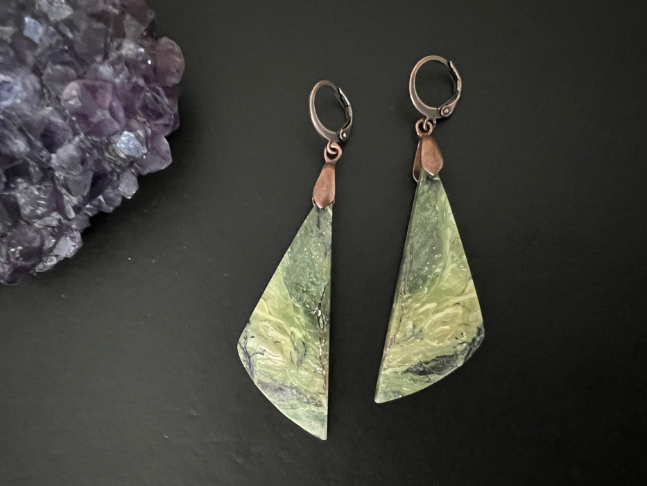 Imperial opal earrings ,Statement earrings, natural stone earrings,