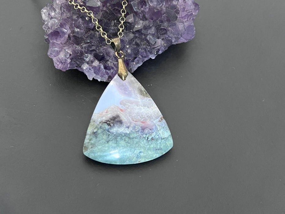 Purple moss agate necklace, Agate pendant , gifts for her, layering necklace, natural stone pendant
