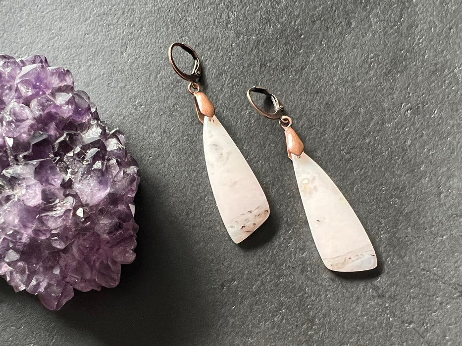 Pink opal earrings ,Statement earrings, natural stone earrings,