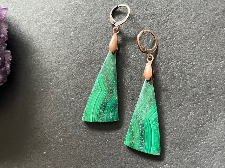 Malachite bead earrings / green earrings/ Gifts for her /natural stone Earrings