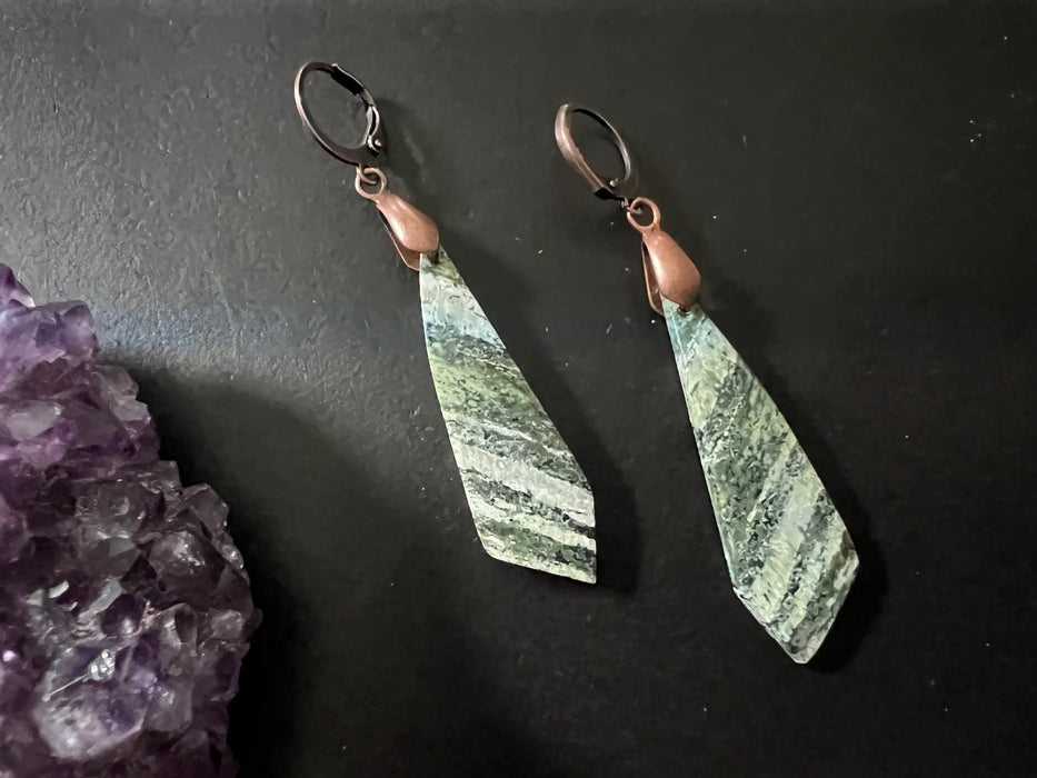 Green Swiss opal earrings, gemstone earrings, natural stone ,gifts for women