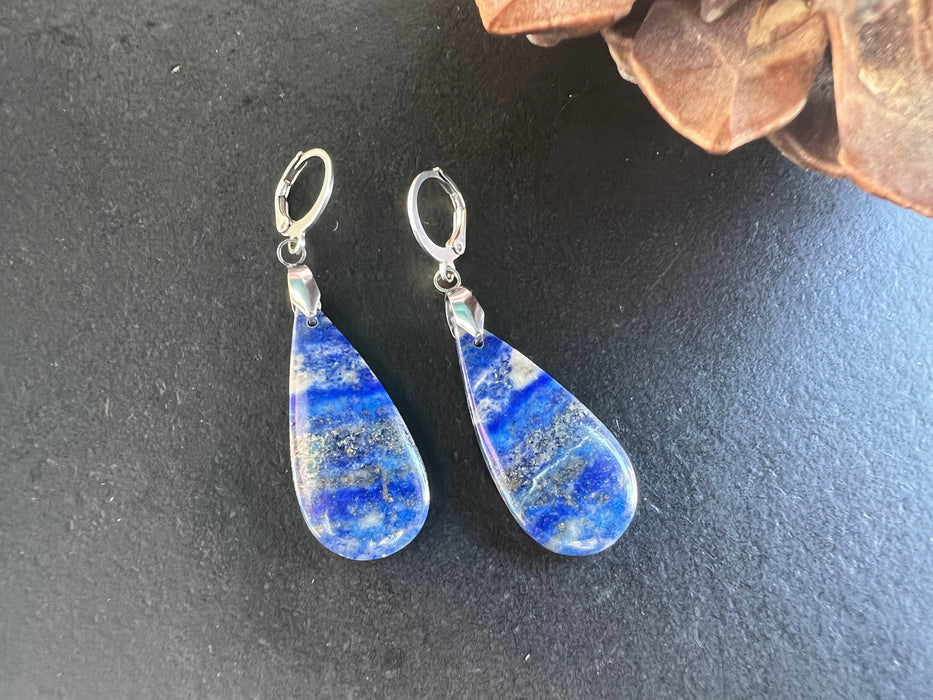 Lapis lazuli earrings, natural stone Earrings, statement earring