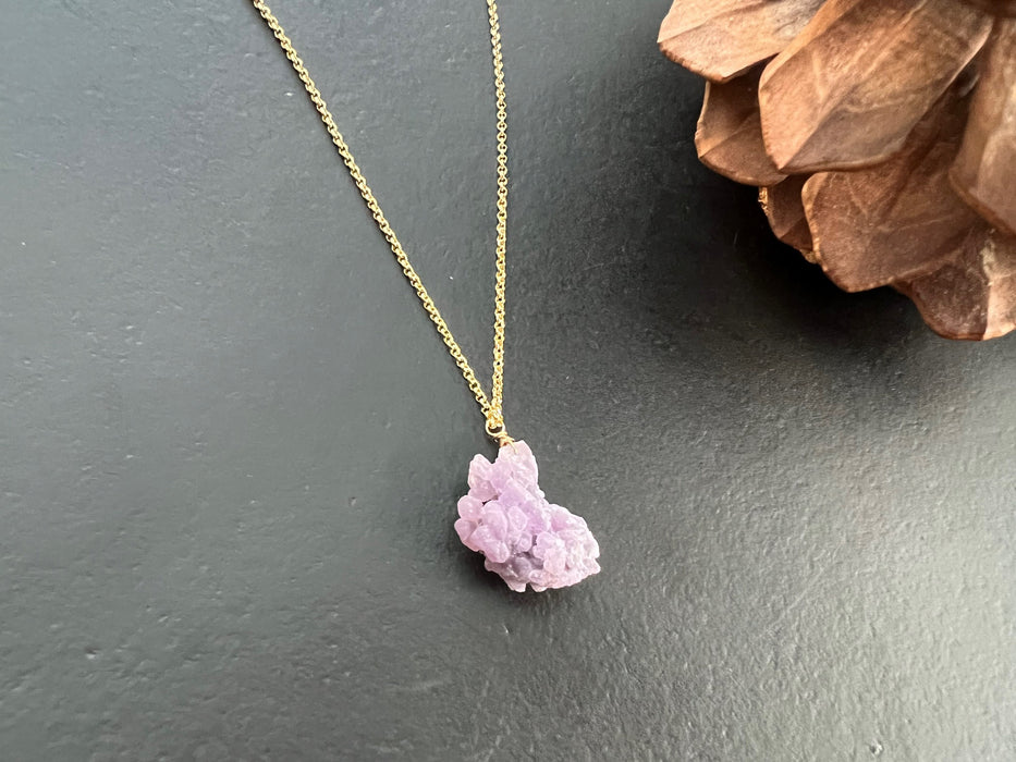 Grape agate pendant, natural stone, 14k gold fill chain, purple pendant necklace, layering minimal necklace