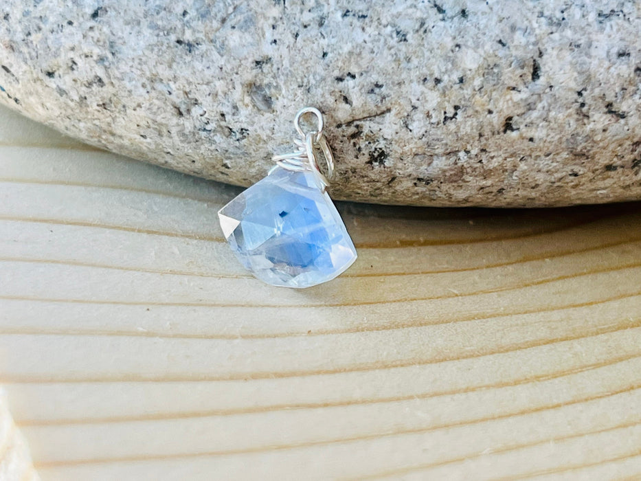 Moonstone pendant 925 sterling silver wire wrapped crystal healing pendant fertility pendant june birthstone