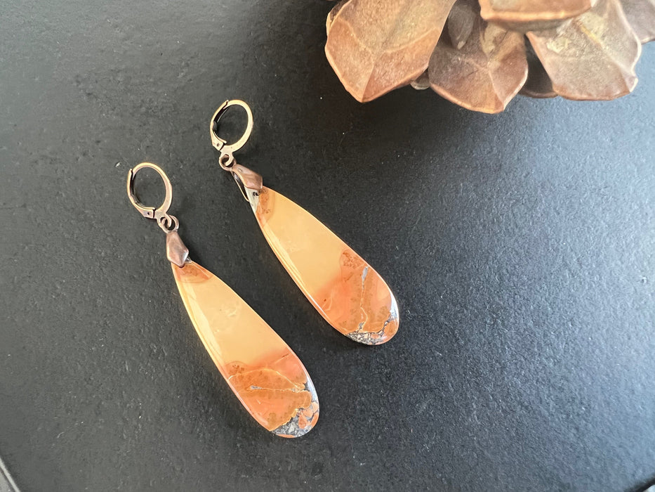 Maligano jasper earrings / natural stone jewelry/ unique one of a kind/ gifts for women/ neutral color stone