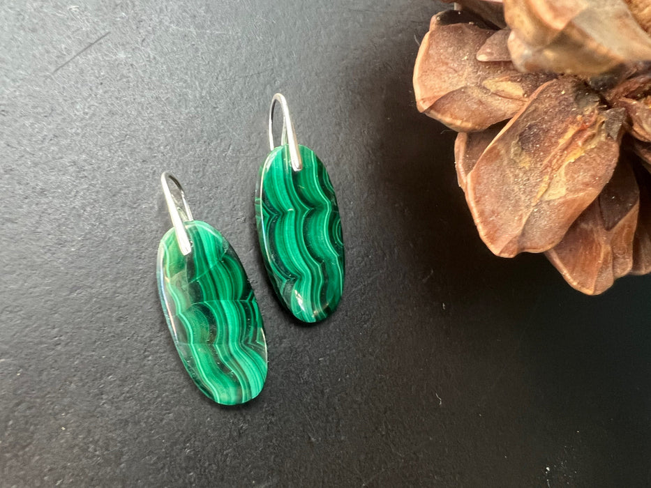 Malachite earrings /green earrings/ Gifts for her /natural stone Earrings/ sterling silver ear wires