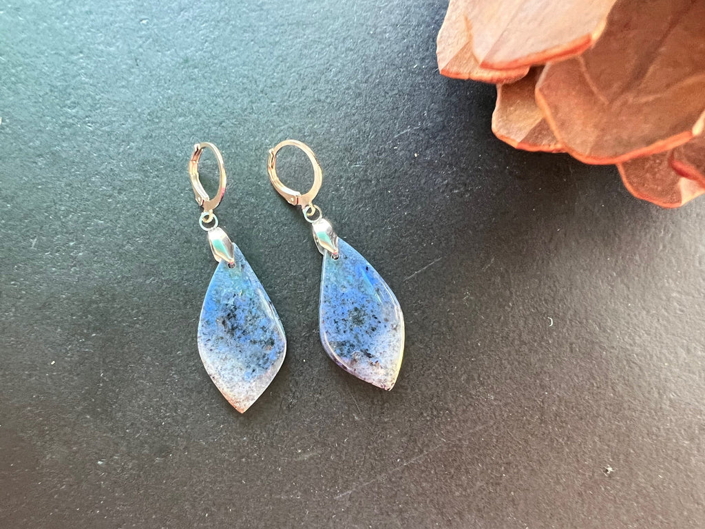 Rare Dumortierite earrings, natural stone Earrings, statement earring, —  San José Made