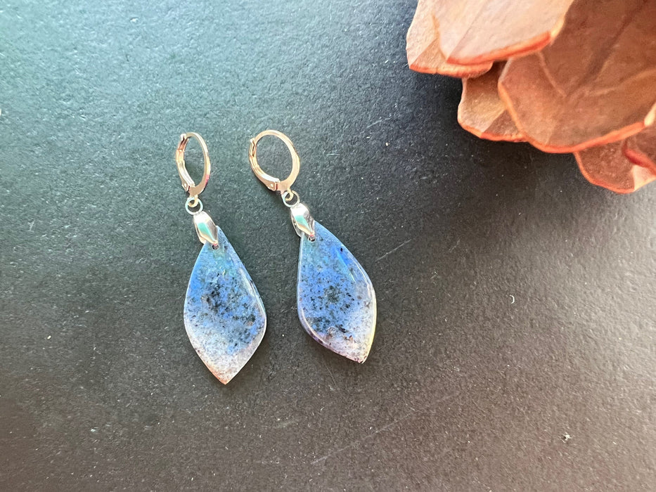 Rare Dumortierite earrings, natural stone Earrings, statement earring, gemstone earrings, denim blue color