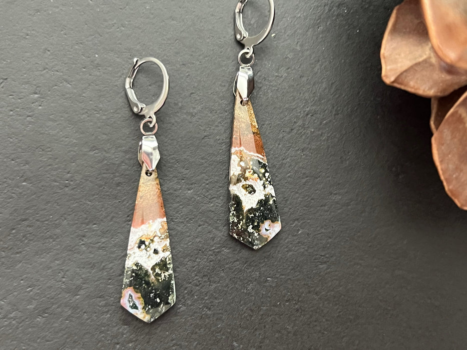 Ocean jasper earrings, natural stone earrings, jasper earrings
