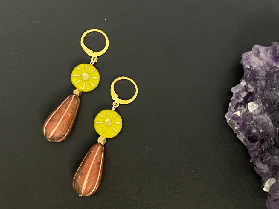Boho earrings / czech glass earrings /gifts for her/ boho jewelry