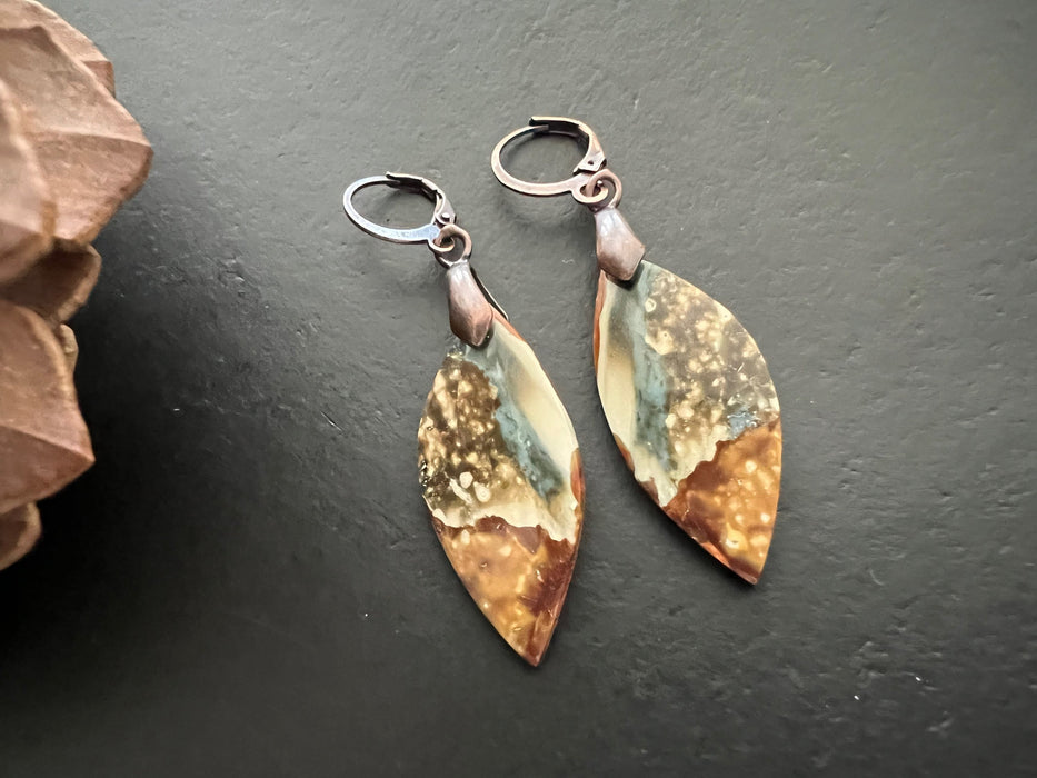 Jasper earrings, natural stone earrings, gifts for her, boho earrings