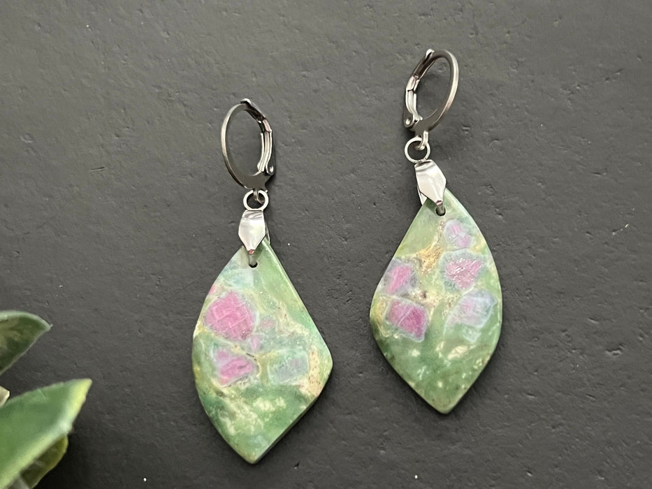 Zoisite ruby earrings / Green earrings / Gifts for her /natural stone Earrings / healing stone