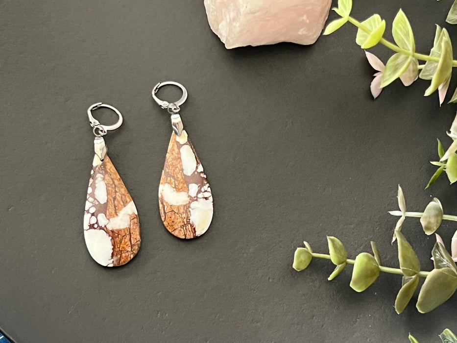 Natural stone earrings, Wild horse stone, gifts for her, boho jewelry