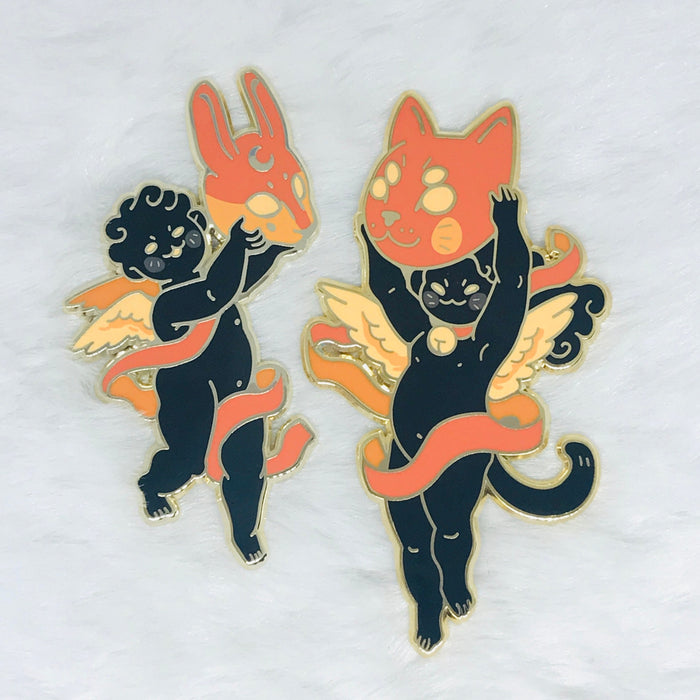Rabbit and Cat - Zodiac Putti Pins