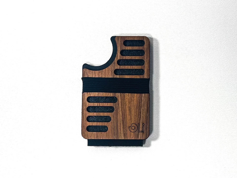Oli Wood Card Wallet (Black Leather)
