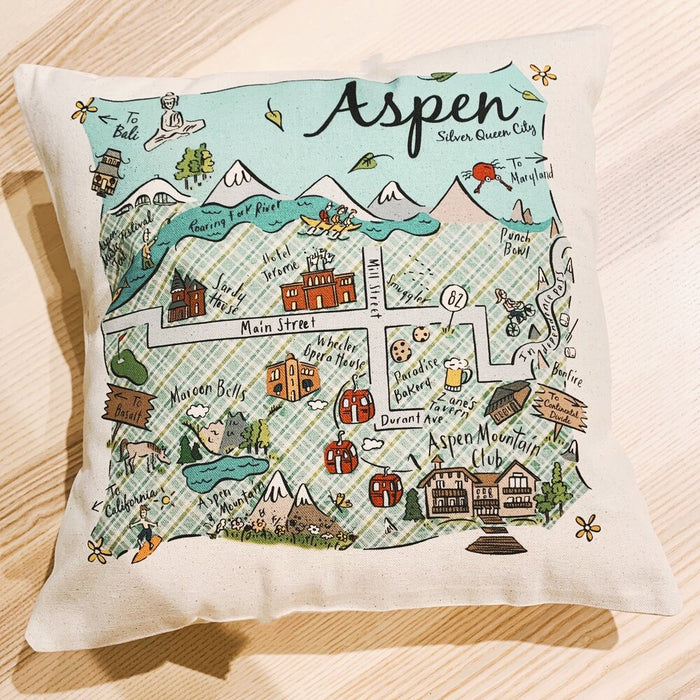 Aspen Map Square Pillow
