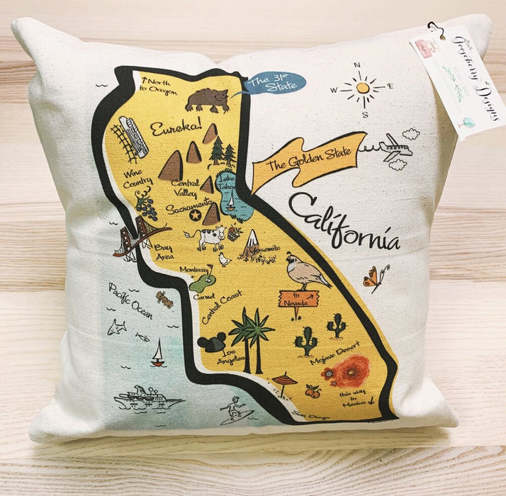 California Map Square Pillow - Main Image