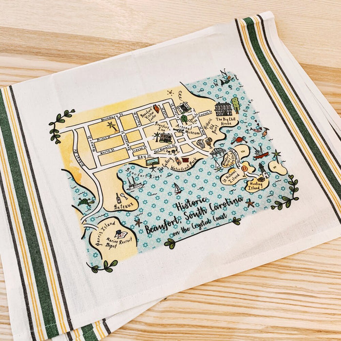 Beaufort, SC Map Kitchen/Tea Towel