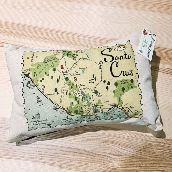 Santa Cruz Map Rectangle Pillow