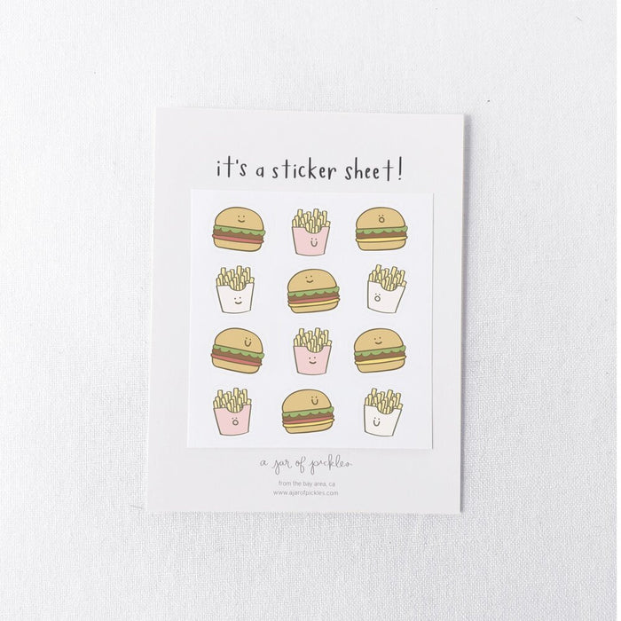 Mini Burger and Fries Sticker Sheet