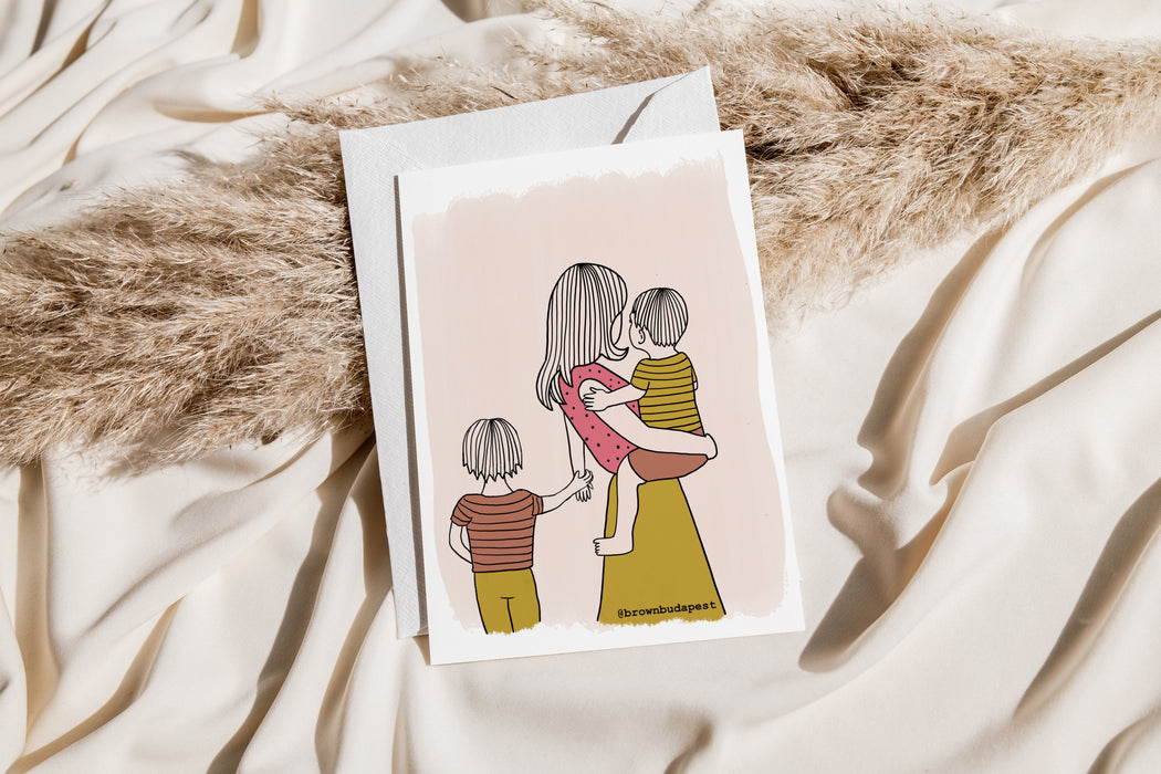 Mother of Two Sons folded cards with envelope