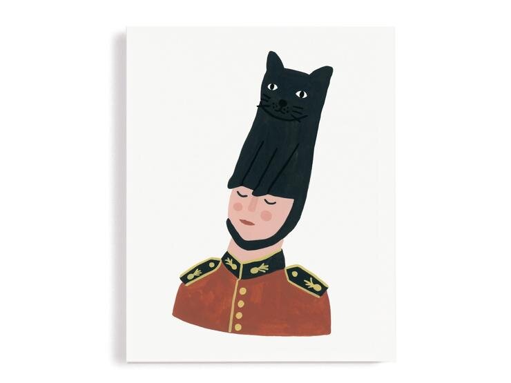 Queen's Guard in Cat Hat Art Print