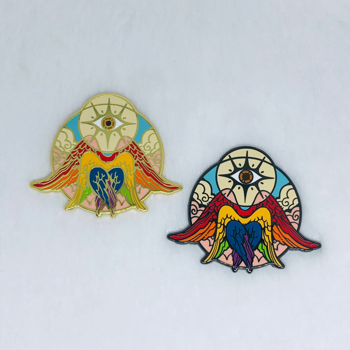 Rainbow/Progress Pride Angel Pin