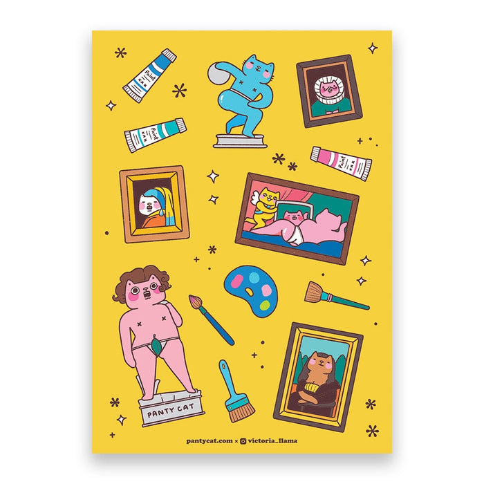 Classical Art Panty Cat Sticker Sheet