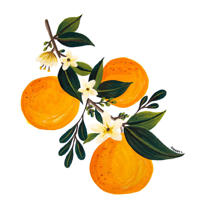 Oranges and Flower Buds Print