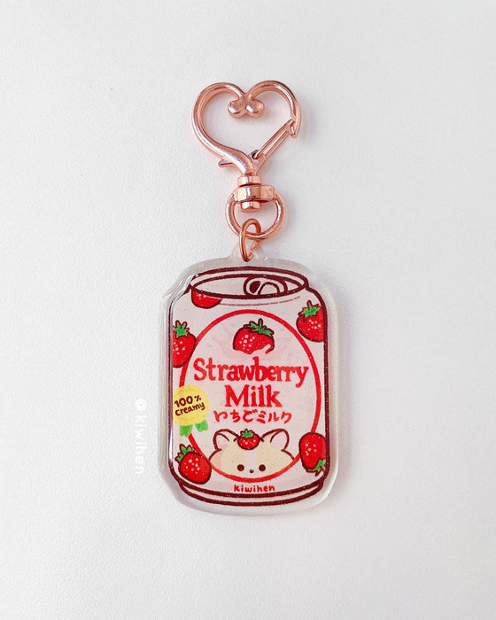Strawberry Milk Corgi Acrylic Charm