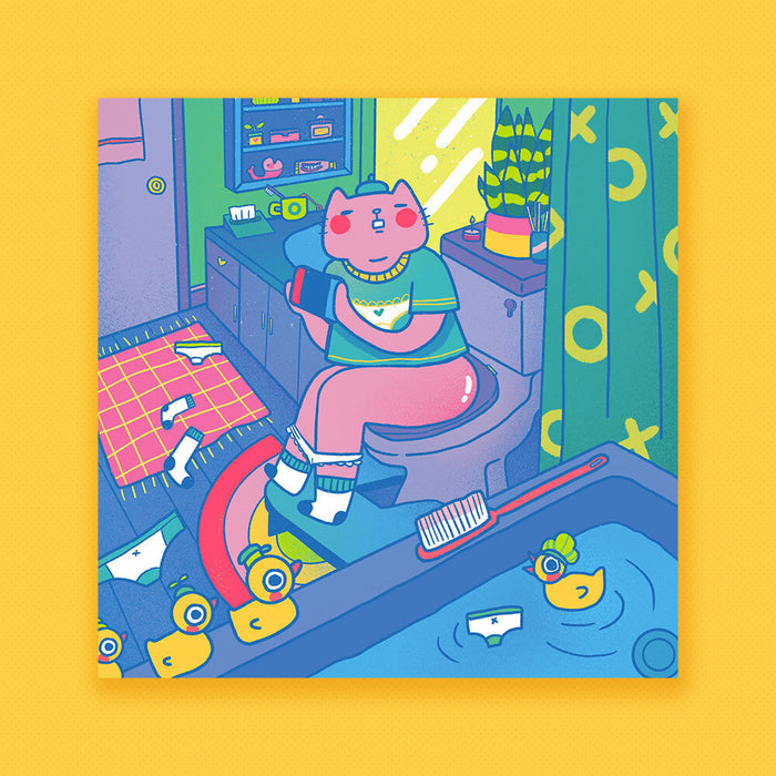 Toilet Panty Cat Print - Large Print