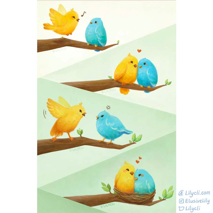 Birds Together Poster Print