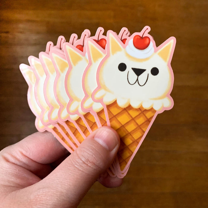 Vanilla Ice Cream Cat Sticker